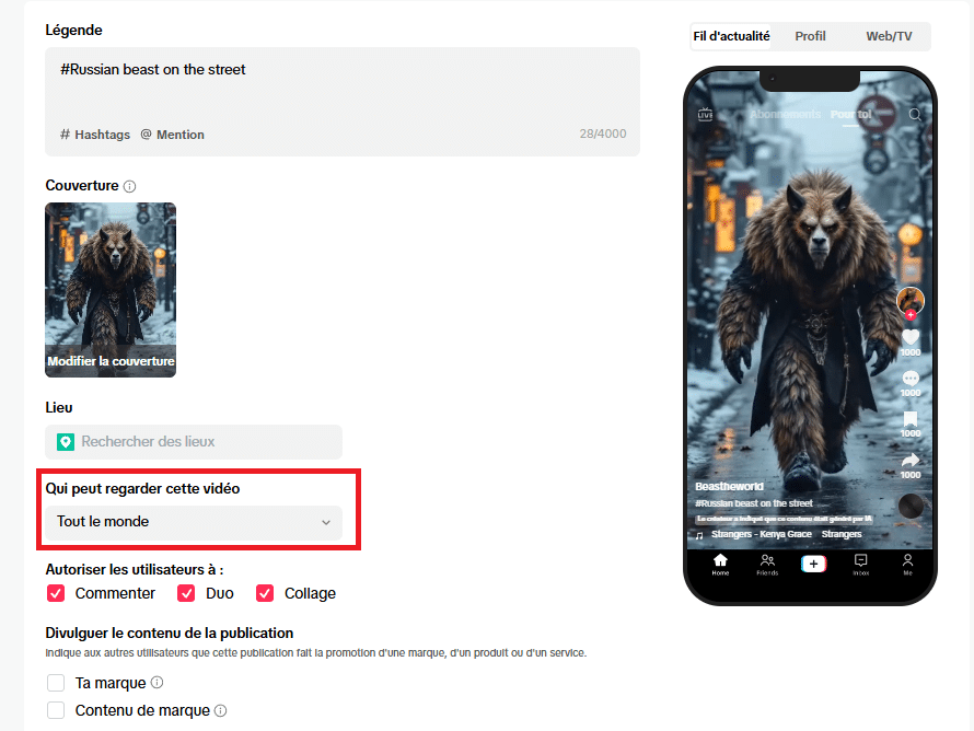 Paramètre de confidendialité