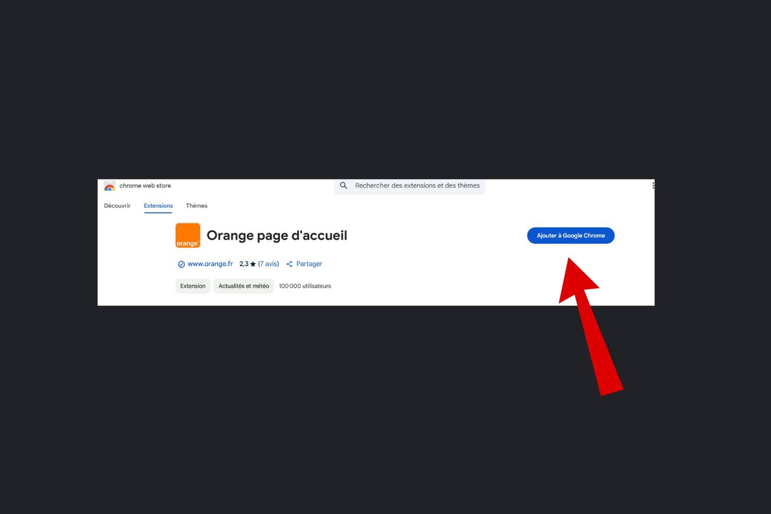 Comment mettre orange en page d'accueil sur Google Chrome